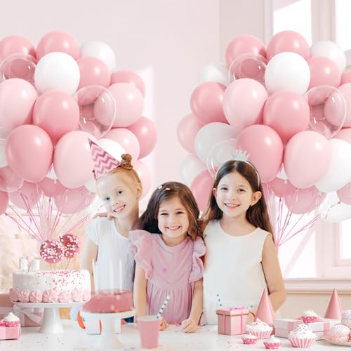 60pcs Light Pink Balloons with Clear Pastel Pink and White Balloons for Wedding Bridal Baby Shower Shower Birthday Party D...