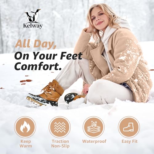 Kelway Snow Boots for Women – Waterproof, Insulated & Warm Winter Shoes with Non-Slip Soles for Hiking, Walking, Camping &...