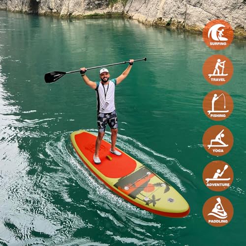 FunWater Inflatable Stand Up Paddle Board with Premium SUP Paddleboard Accessories, Anti-Slip EVA Deck, 11'/10'6'' Paddle ...