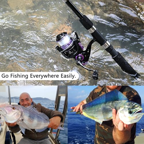 OLOLYAP Fishing Pole Combo 2PCS Telescopic Fishing Rod and Aluminum Reel Combos with Carrier Bag Sea Saltwater Freshwater ...