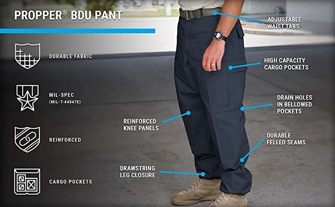 Propper Men's Standard F525025-Uniform BDU Trouser, Khaki, X-Small Regular