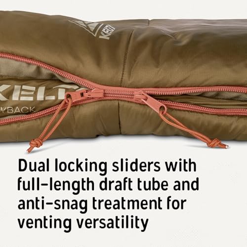 Kelty Wayback Flannel Lined Sleeping Bag, Built in Blanket, Traditional Rectangle Shape, Organic Flannel Cotton Liner, Dua...