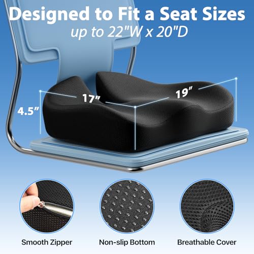 CJACSOC Seat Cushion, Extra Large Memory Foam Cushion for Office Chair Cushions, Ergonomic Cushions Pad Pillow for Pressur...
