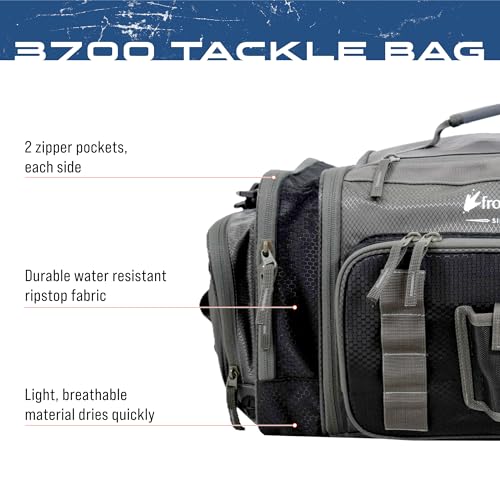 FROGG TOGGS Heavy Duty Fishing Tackle Duffle Bag, Includes Bait Trays, Blue, 3600
