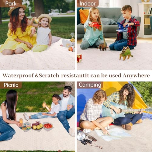 Picnic Blanket Waterproof Large,Outdoor Camping Mat 79”x 57”,Sandproof Foldable Picnic Mat Beach Blanket for Park,Grass,In...