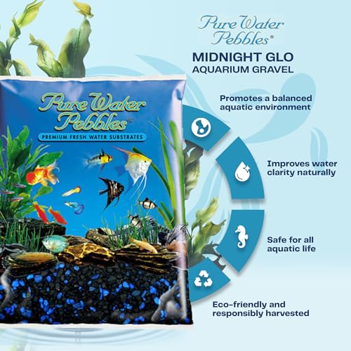 Pure Water Pebbles Midnight Glo Aquarium Gravel - 5 lbs - Non-Toxic, Colorfast, Vibrant Substrate for Aquariums, Terrarium...