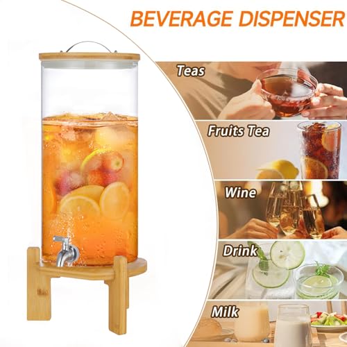 Beverage Dispenser,2.9 Gallon Glass Drink Dispenser with Stand,Glass water dispenser with Spigot, Large Drink Dispensers f...
