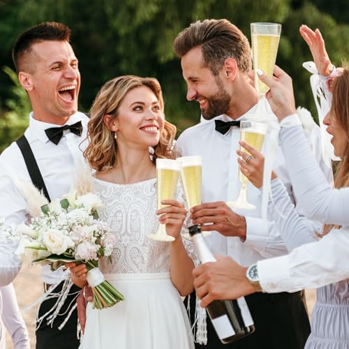SUREHOME Plastic Champagne Flutes Disposable Champagne Glasses 20 Pack 5 Oz Clear Plastic Mimosa Glasses Acrylic Wedding T...