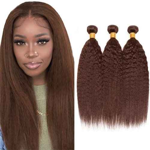Condescension Human Hair Bundles 18 20 22 Inch Color 4 Kinky Yaki Wave Human Hair Bundles Unprocessed Brazilian Virgin Hair for Black Women