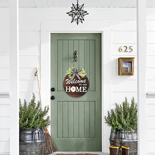 Interchangeable Welcome Sign for Front Door with 4 Seasonal Wreaths and 14 Changeable Icons, Farmhouse Front Door Signs, D...