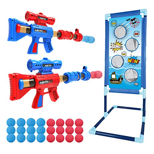 YEEBAY Shooting Game Toy for Age 6, 7, 8,9,10+ Years Old Kids, Boys - 2pk Air Guns & Shooting Target & 24 Foam Balls - Ide...