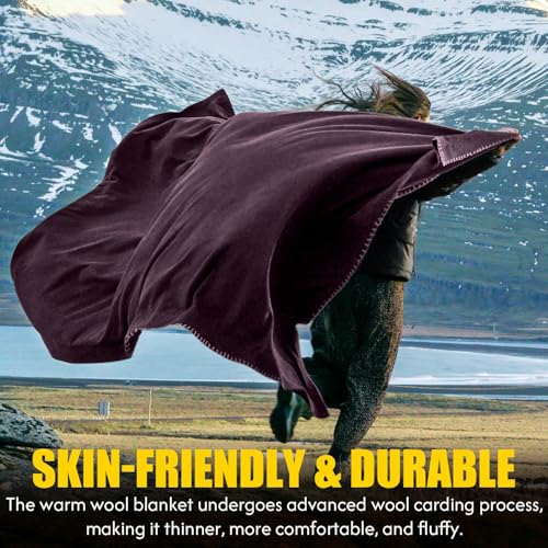 Molithe 100% Wool Blanket, 62" x 86", Warm, Thick, Washable, Military Wool Blanket, Great for Camping, Outdoors, Sporting ...