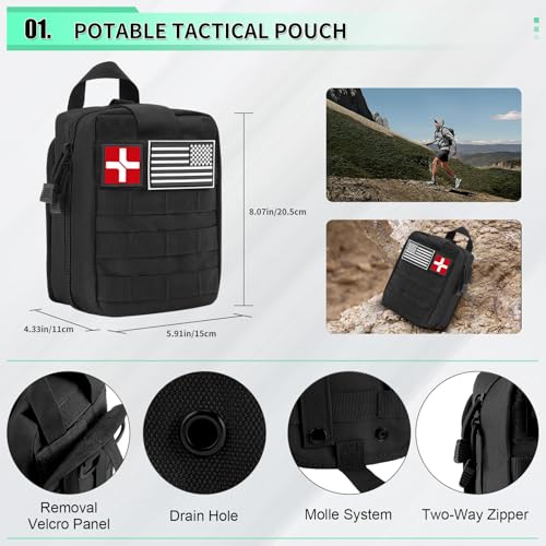 171PCS Survival First Aid Kit with Survival Gear, First Aid Supplies, Emergency Tent, and MOLLE Nylon Bag, Ideal for Car, ...