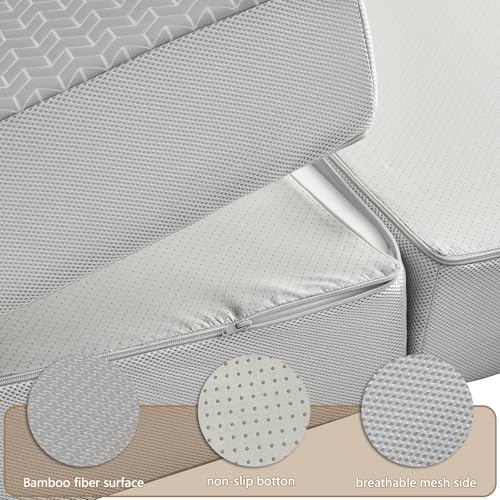 CYMULA Folding Mattress Single Size,6 inch Memory Foam Tri Portable Trifold Mattress Topper Single with Breathable & Washa...