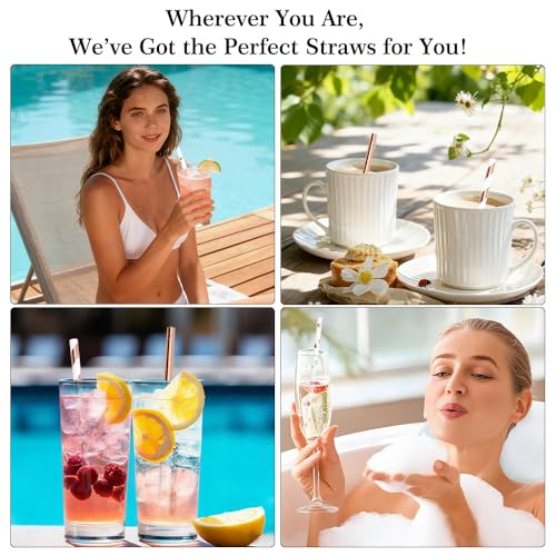 NIEITRK 100 Pcs Disposable Paper Straws,7.75"x0.24" Paper Straws for Drinking,Disposable Drinkware for Stand Supplies Bar,...