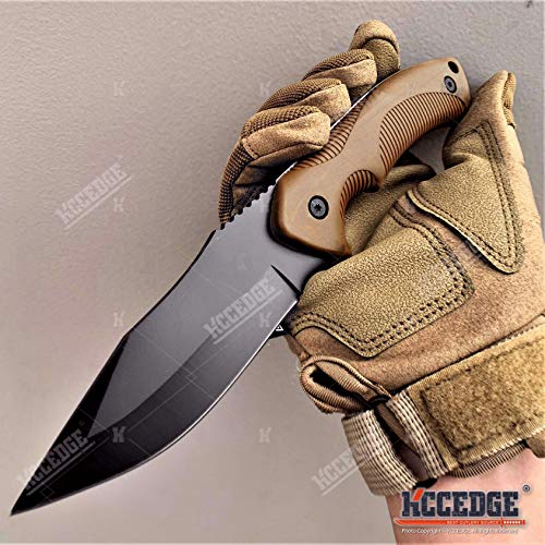 KCCEDGE BEST CUTLERY SOURCE Tactical Knife Hunting Knife Survival Knife 9" Full Tang Fixed Blade Knives Camping Accessorie...