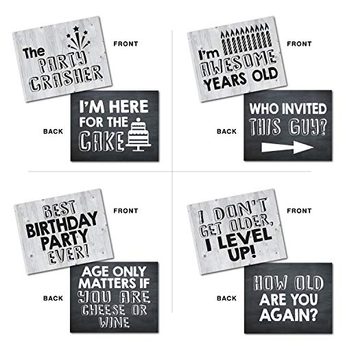 UP THE MOMENT Birthday Photo Booth Props - 20 Designs, 8x10, Double Sided, Funny Adult Birthday Photo Booth Props, 30th 40...
