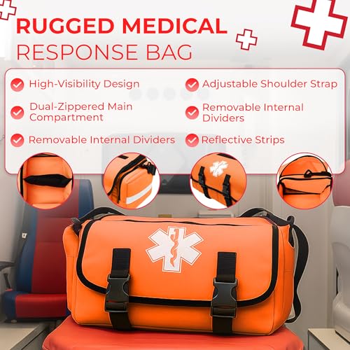 Fully Stocked EMT Trauma Bag – Tactical First Responder Medical Kit with Tourniquet, Chest Seals, Bleeding Control, Gauze,...