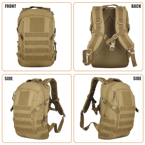 Koisgext Small Tactical Backpack 12L Molle Bag Rucksack Army Daypack Military Daypack for Outdoor,Hiking (Tan)