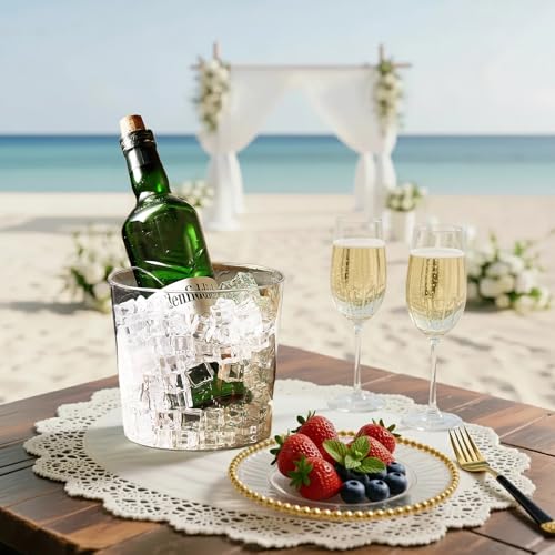 6.5 in Clear Plastic Ice Bucket – Multi-Purpose Wine/Champagne/Beer Cooler, Snack Tub, Kettle Corn Bowl, Vase – BPA-Free, ...