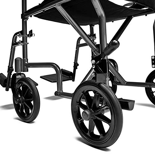 Lumex Everest & Jennings Transport Wheelchair – Lightweight Folding Transit Chair with 19” Seat for Adults & Seniors, Silver