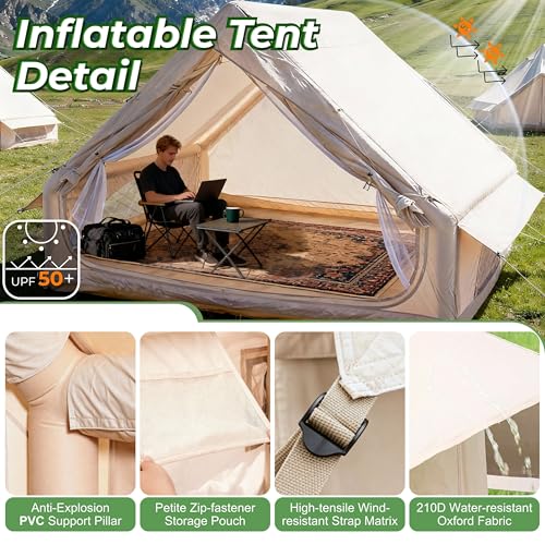 AirOutelle 4-6 Person Inflatable Air Tent - 4 Season Family Camping Tent with 3000mm Waterproof & Quick Setup Under 5 Min...
