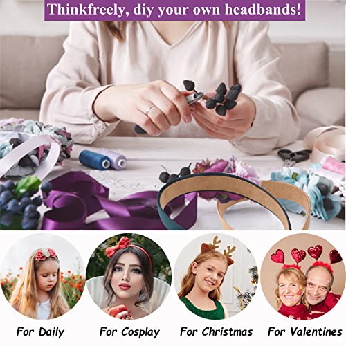 Wecoe 10 Pack Satin Headbands 1.3 Inch Wide Red White Black Pink Purple Headband Women Girls Non Slip Fashion Hair Bands D...