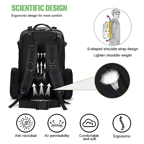 CALUOMATT Large Military Tactical Backpack for Men, 40-50L Backpacks for Women, Bug out Bag Army 3 Days Assault Pack Bags ...