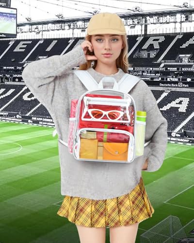 MAY TREE Small Clear Backpack Stadium Approved for Women and Men Clear Bag for Stadium Events Concert Sporting Festival, W...