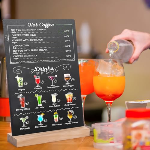 ONUPGO Set of 4 Tabletop Chalkboard Sign with Base Stand, 8 x12 Inch Menu Chalk Board Sign Store Food Signs, Message Board...