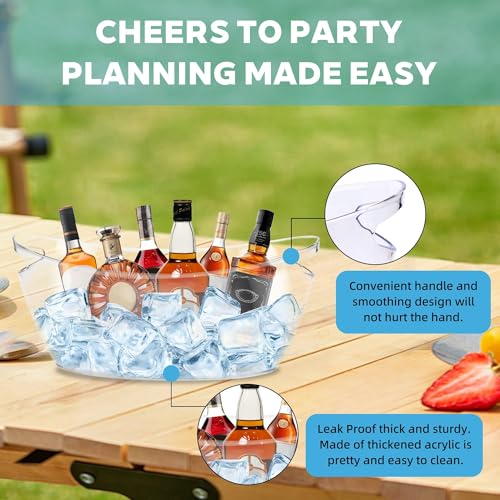 Ice Bucket 2 PCS for Parties 5.5 Liter Large Clear Champagne Beer Tub Mimosa Bar Supplies Kit Acrylic Plastic Wine Beverag...