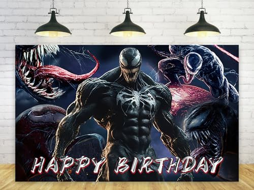 Super Hero Backdrop for Happy Birthday Party Decorations Venom Background for Baby Shower Party Cake Table Decorations Sup...