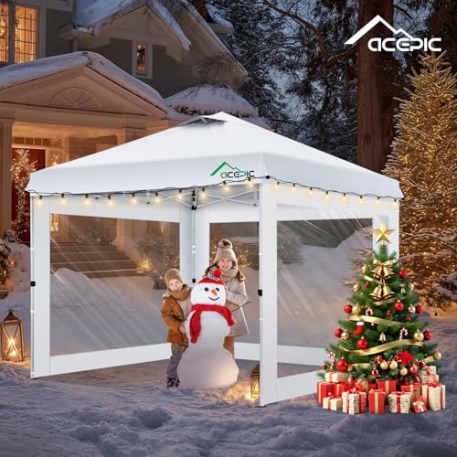 Acepic Clear Canopy Sidewalls for 10x10 Pop Up Tent, Transparent Window Curtain Cloth, 8 Mil PVC Enclosure Fabric with Zip...