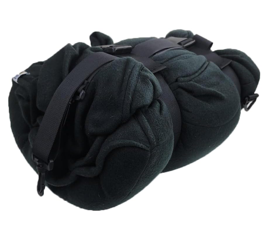Wolf Essentials Anywear Fleece Hooded Blanket with Cushion & Storage Bag – Portable Comfort for Camping, Travel, Stadium, ...