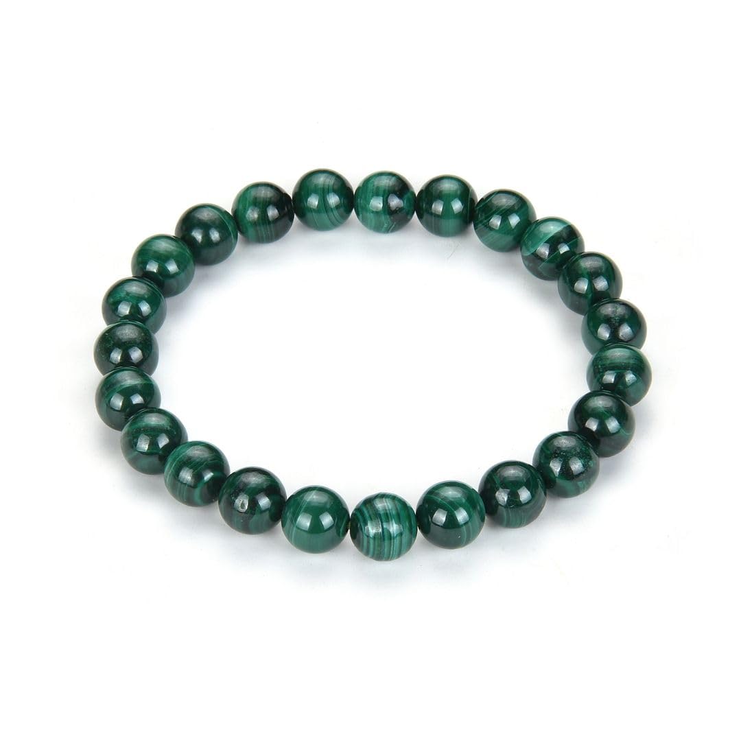 Adabele Real Natural Green Malachite Bracelet Gemstone Beaded Bracelet 8 inch Stretch Chakra Healing Crystal Stone Jewelry Women