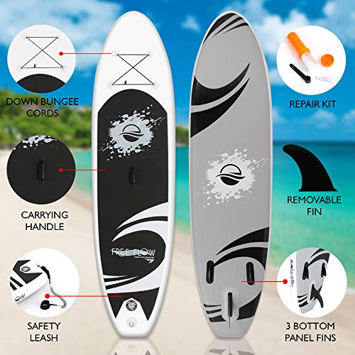 SereneLife Inflatable Stand Up Paddle Board with Premium SUP Accessories – Wide Stable Design with Non-Slip EVA Deck Pad f...