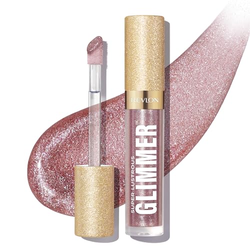 REVLON Super Lustrous Glimmer Gloss, Non-Sticky Lip Gloss, High-Shine Finish, Plant-Based Glitter, 003 Lavender Lust, 0.13...