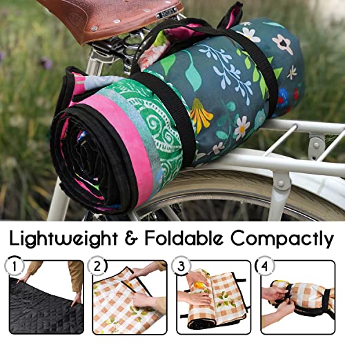 Cuslnox Picnic Blankets Waterproof Foldable Extra Large,80"x 60" Outdoor Beach Blanket Waterproof Sandproof,3-Layer Lightw...