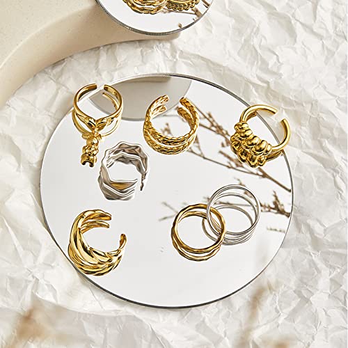Mwellewm 12 Pcs Mirror Centerpieces for Tables, Acrylic Simulated Glass Round Mirror Tray Decoration Small Circular Plate ...