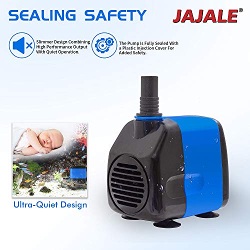 JAJALE 260 GPH Submersible Water Pump - Quite Aquariums, Fountains, Hydroponics, and Pond Pump, 6.65ft Lift, 18W