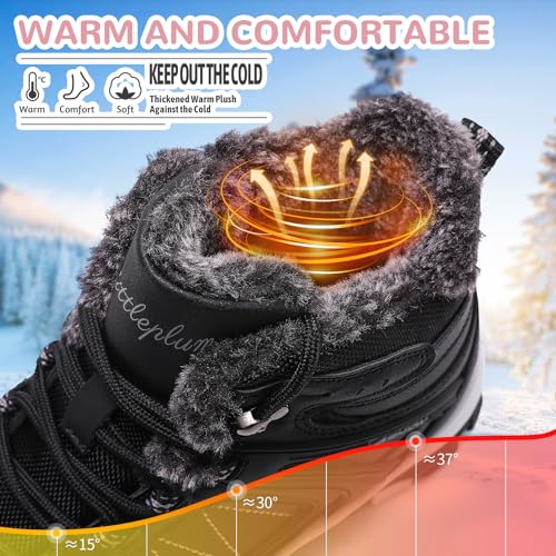 Littleplum Snow Boots for Women-Warm Fur Line Anti Slip Womens Winter Boots-Fashion Ankle Booties Sneakers for Outdoor Hiking