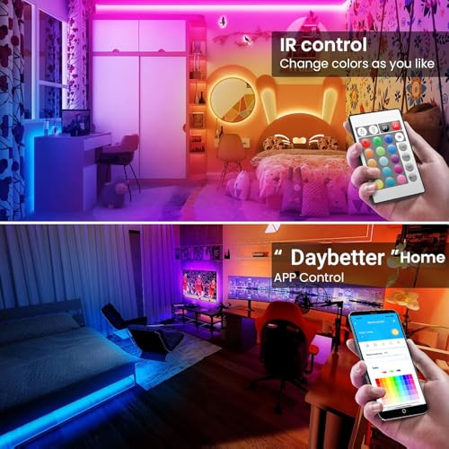TJOY 200ft Smart Led Strip Lights for Bedroom, Alexa Light Strip,2835 RGB Color Changing Music Sync Rope Lighting with App...