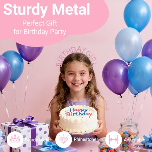 Papoopy Birthday Headband with Sash for Women, Birthday Crwon Tiara for Decorations