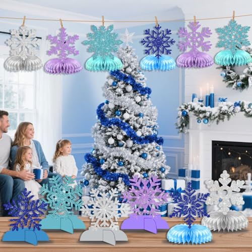 12 Pcs Snowflake Centerpieces for Table Snowflake Winter Table Decorations Winter Wonderland Decorations Frozen Birthday P...