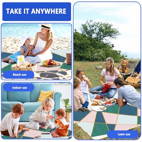 DanCoom Picnic Blanket, Foldable Waterproof Sand Mat,80" x 80" Extra Large Picnic Blanket,Outdoor Mat Beach Blanket for Ca...