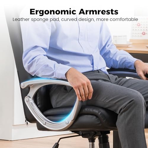COMHOMA Ergonomic Office Chair Home Office Desk Chairs Comfy Back Support PU Leather Executive Office Chair with Wheels He...