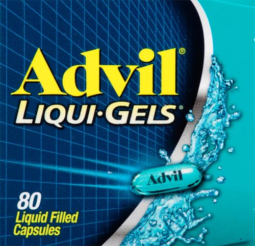Advil Liqui-Gels Pain Reliever and Fever Reducer, Pain Medicine for Adults with Ibuprofen 200mg for Headache, Backache, Menstrual Pain and Joint Pain Relief - 80 Liquid Filled Capsules(Pack of 2)