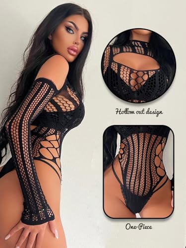 Buitifo Woman Bodysuit One Piece Babydoll Mesh Top Shirts Lingerie Bodys Rave Outfits