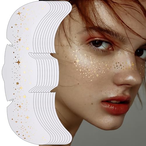 Face Glitter Freckles Tattoo, Gold Glow Up Makeup Patches, Face Glitter Makeup Speckles Patches, Cute Glitter Makeup Acces...