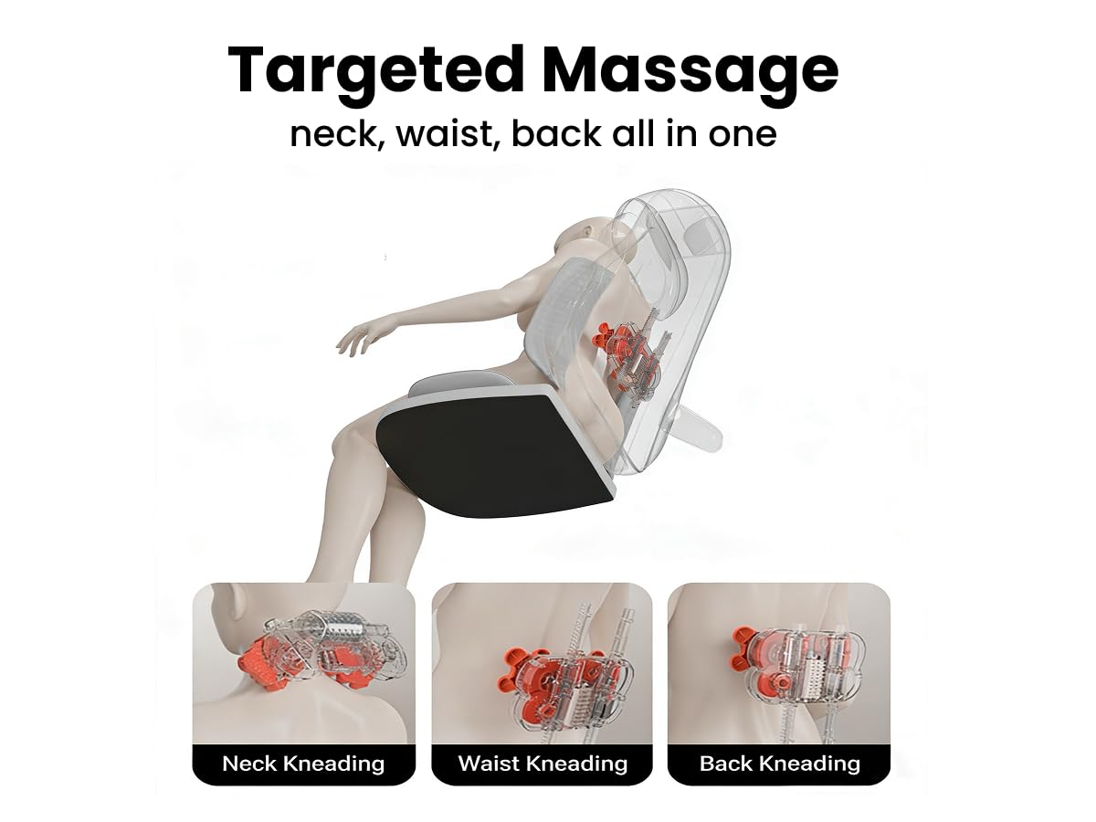 Ethereal Wellness Shiatsu Massage Chair with Heat, Full Back Shiatsu & Rolling, Comfortable Massage Chair Pad for Stress Relief, Gift for her/him, Office and Home.Gray.